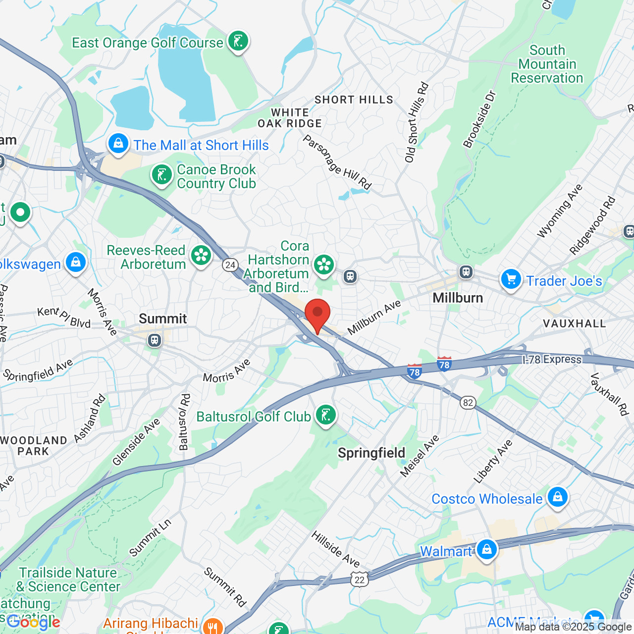 Google map image of our location in 675 Morris Avenue Springfield, NJ